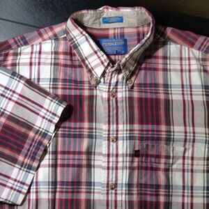 Pendleton Men's Short Sleeve Button Down Plaid Shirt SIZE LARGE